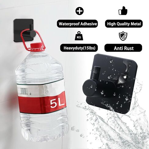 Adhesive Hooks for Hanging - 4 PCs, Towels Hooks for Bathroom, Sticky Hooks for Walls No Damage, Adhesive Hook for Outside, Kitchen, Bathroom, Office (Black 1) in Saudi Arabia