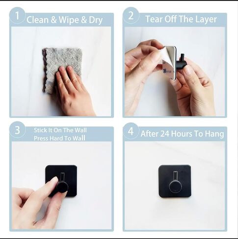 Adhesive Hooks for Hanging - 4 PCs, Towels Hooks for Bathroom, Sticky Hooks for Walls No Damage, Adhesive Hook for Outside, Kitchen, Bathroom, Office (Black 1) in Saudi Arabia