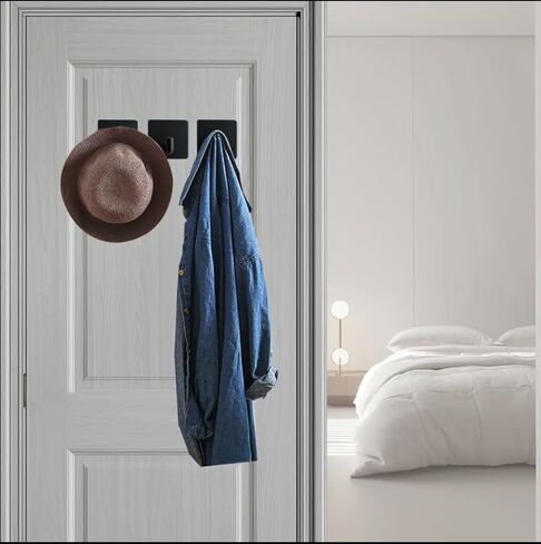 Adhesive Hooks for Hanging - 4 PCs, Towels Hooks for Bathroom, Sticky Hooks for Walls No Damage, Adhesive Hook for Outside, Kitchen, Bathroom, Office (Black 1) in Saudi Arabia