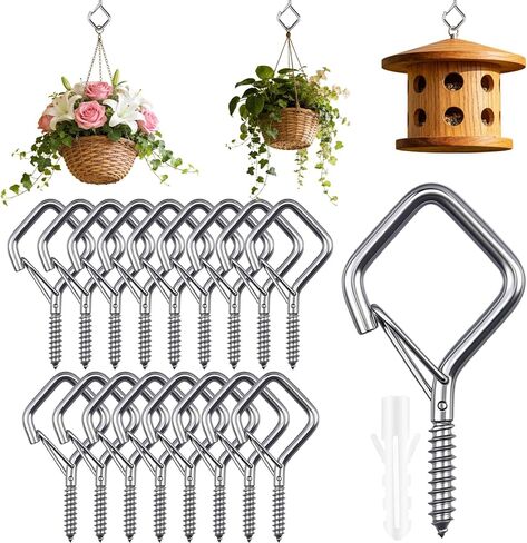 304 Stainless Steel Eye Screw Hooks, Heavy Duty Ceiling Hooks for Hanging Plants, Outdoor String Lights & Christmas Decor, Rustproof Screw in Hooks (304 Stainless Steel, 38PCS) in Saudi Arabia
