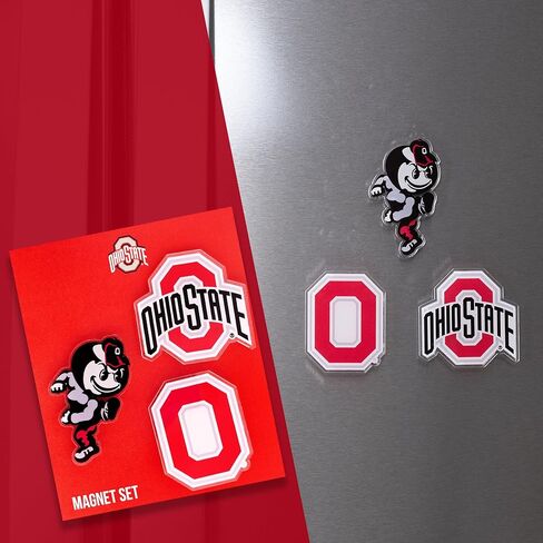 مغناطيس أكريليك من جامعة ولاية أوهايو الصحراوية، 3 عبوات من تصميم OSU Buckeyes الزخرفي مرخص رسميًا (مجموعة المغناطيس A) in Saudi Arabia