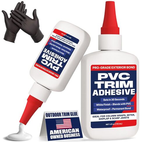 [عبوتان] غراء تقليم PVC - لاصق PVC سريع الترابط للزخرفة والقولبة وأعمال المطاحن ولفائف الأعمدة | لاصق خارجي وداخلي قوي للمفاصل | مقاوم للطقس، يجف باللون الأبيض للحصول على لمسة نهائية سلسة in Kuwait