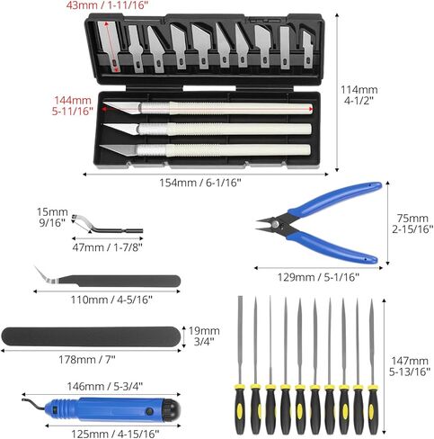 QWORK 32 Pieces 3D Print Tool Kit, Deburring Tool, Precision Craft Cutter Set, Needle Files, Flush Cutters, Sanding Stick, 3D Printer Accessories for Cleaning Finishing and Post Processing in Saudi Arabia