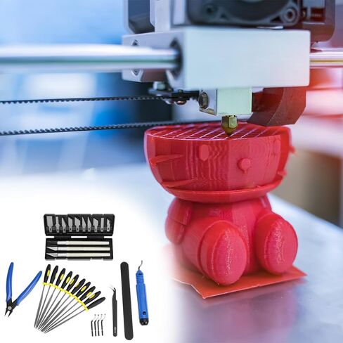 QWORK 32 Pieces 3D Print Tool Kit, Deburring Tool, Precision Craft Cutter Set, Needle Files, Flush Cutters, Sanding Stick, 3D Printer Accessories for Cleaning Finishing and Post Processing in Saudi Arabia