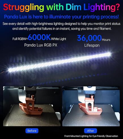 BIQU Panda Lux RGB متوافق مع طابعات Bambu-Lab P1P/P1S/X1C/X1E ثلاثية الأبعاد، شريط إضاءة RGB LED مطور عالي السطوع، اتصال لاسلكي بشريط إضاءة H2D، تركيب مغناطيسي in Kuwait