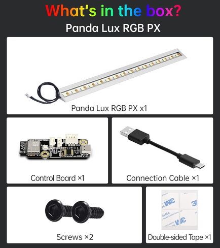 BIQU Panda Lux RGB متوافق مع طابعات Bambu-Lab P1P/P1S/X1C/X1E ثلاثية الأبعاد، شريط إضاءة RGB LED مطور عالي السطوع، اتصال لاسلكي بشريط إضاءة H2D، تركيب مغناطيسي in Kuwait