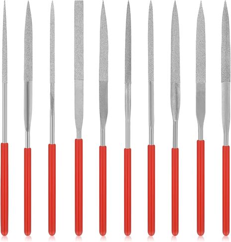 Thinp 10 Pcs Diamond Needle File Set, Mini Modelling Files Round Triangular Square Flat Shape Precision Diamond Files Tools Mini Metal File for Jewelers Glass Wood Carving Craft (4 x 140mm) in Saudi Arabia