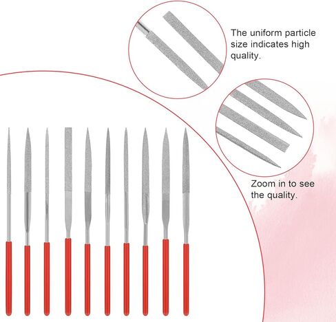 Thinp 10 Pcs Diamond Needle File Set, Mini Modelling Files Round Triangular Square Flat Shape Precision Diamond Files Tools Mini Metal File for Jewelers Glass Wood Carving Craft (4 x 140mm) in Saudi Arabia