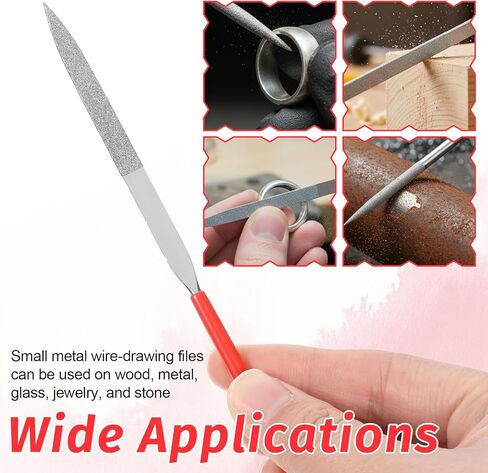 Thinp 10 Pcs Diamond Needle File Set, Mini Modelling Files Round Triangular Square Flat Shape Precision Diamond Files Tools Mini Metal File for Jewelers Glass Wood Carving Craft (4 x 140mm) in Saudi Arabia