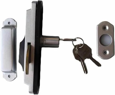 1 x Aluminium Alloy Sliding Door Hook Lock Narrow Door Outer Thickness 15mm to 35mm with Key and Inner Handle in Saudi Arabia