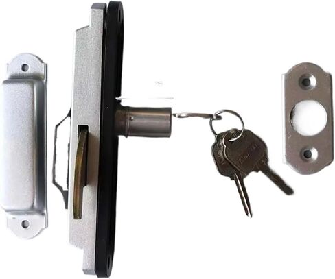 1 x Aluminium Alloy Sliding Door Hook Lock Narrow Door Outer Thickness 15mm to 35mm with Key and Inner Handle in Saudi Arabia