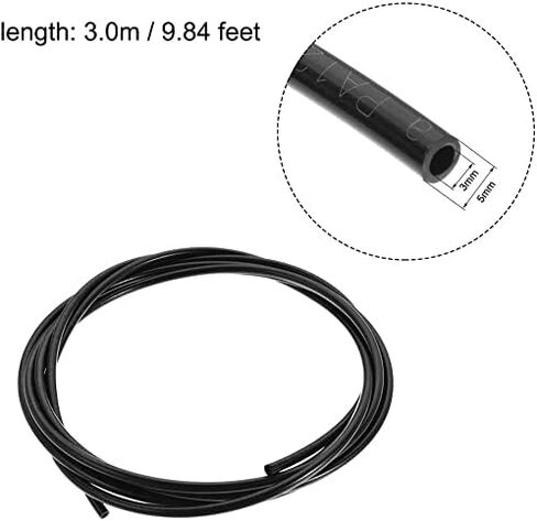 Nylon Line Hose Tube, 3mm(0.11") ID x 5mm(0.19") OD 10 Meter PA6 Pneumatic Air Brake Tubing for Fluid Transfer Black( in Kuwait