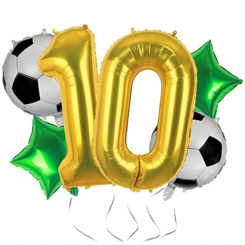 بالونات كرة القدم زينة عيد الميلاد العاشر للأولاد، 40 بوصة كبيرة ذهبية رقم 10 بالون كأس العالم الرياضي موضوع كرة القدم لوازم ديكور حفلات أعياد الميلاد in Kuwait