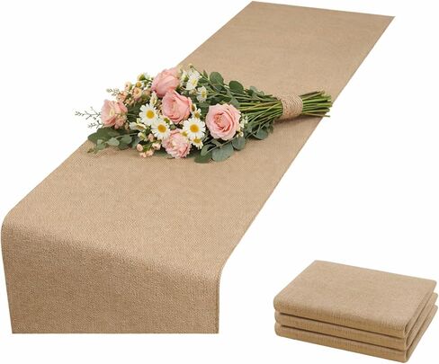 3 Pack Natural Burlap Table Runners,12 x 70 Inch Long, Rustic Farmhouse Country Vintage Boho, Jute Table Runner for Western Wedding Decorations,Farmhouse Style in Saudi Arabia