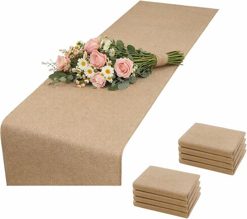3 Pack Natural Burlap Table Runners,12 x 70 Inch Long, Rustic Farmhouse Country Vintage Boho, Jute Table Runner for Western Wedding Decorations,Farmhouse Style in Saudi Arabia
