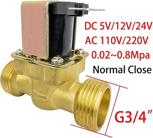 G3/4 Inch AC 110/220V DC 5/12/24V Normally Closed Brass Solenoid Valve 1Pcs(DC 12V) in Saudi Arabia