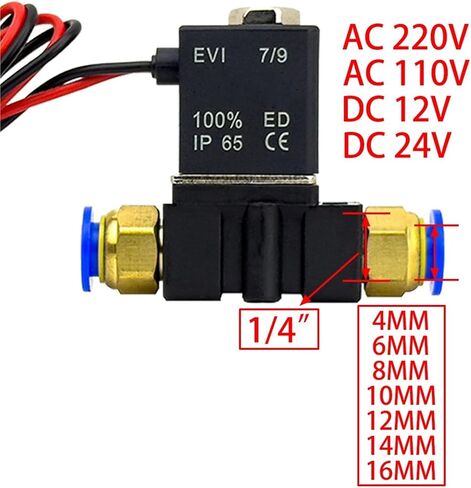 AC220V Normally Closed 1/4 Inch Silent Bidirectional NormallyClosed Pneumatic Solenoid Valve 1Pcs(10MM) in Saudi Arabia