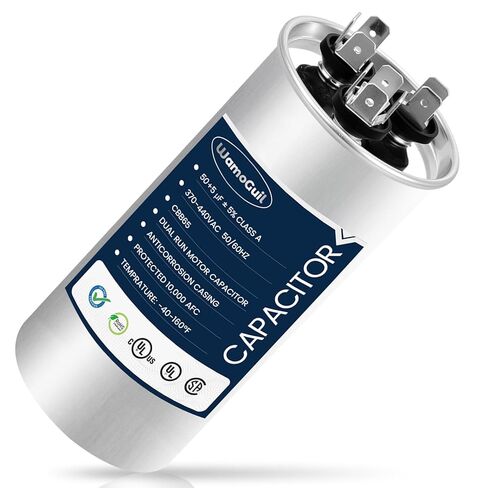 50/5 uF 50+5 MFD 370VAC or 440VAC Dual Run Start Round A/C Capacitor CBB65 CBB65B Air Conditioner Capacitors for AC Unit Fan Motor Start or Heat Pump or Condenser Straight Cool in Saudi Arabia