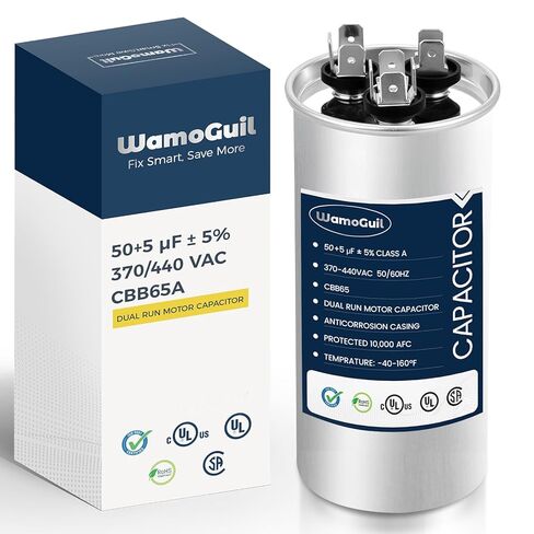 50/5 uF 50+5 MFD 370VAC or 440VAC Dual Run Start Round A/C Capacitor CBB65 CBB65B Air Conditioner Capacitors for AC Unit Fan Motor Start or Heat Pump or Condenser Straight Cool in Saudi Arabia