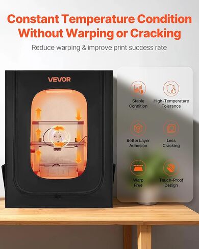 VEVOR 3D Printer Enclosure, Dustproof Waterproof Large Oxford Cloth 3D Printer Tent, Constant Temperature Protective Case with LED Lighting, Compatible with Creality/ELEGOO/Anycubic Popular Models in Saudi Arabia