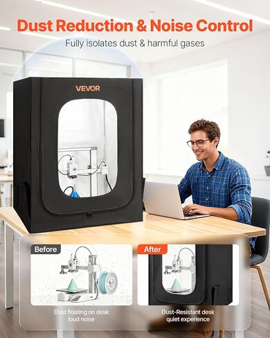 VEVOR 3D Printer Enclosure, Dustproof Waterproof Large Oxford Cloth 3D Printer Tent, Constant Temperature Protective Case with LED Lighting, Compatible with Creality/ELEGOO/Anycubic Popular Models in Saudi Arabia