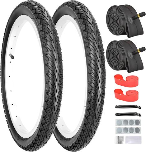 16/20/24/26x1.75 Inch Foldable Bike Tires and Inner Tubes AV 32mm Schrader Valve with Repair Kit, Rim Strip, Tire Levers for MTB, Commuter Hybrid Bicycle in Saudi Arabia