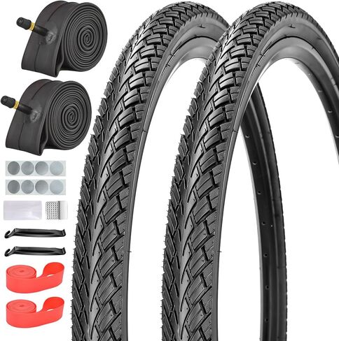 إطارات دراجة قابلة للطي مقاس 16/20/24/26 × 1.75 بوصة وأنابيب داخلية صمام شريدر AV 32 مم مع طقم إصلاح، وشريط حافة، ورافعات إطارات لدراجات MTB، والدراجات الهجينة للركاب in Saudi Arabia