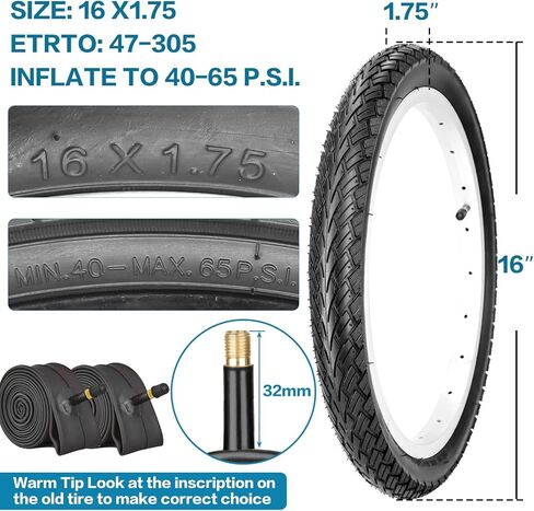 16/20/24/26x1.75 Inch Foldable Bike Tires and Inner Tubes AV 32mm Schrader Valve with Repair Kit, Rim Strip, Tire Levers for MTB, Commuter Hybrid Bicycle in Saudi Arabia