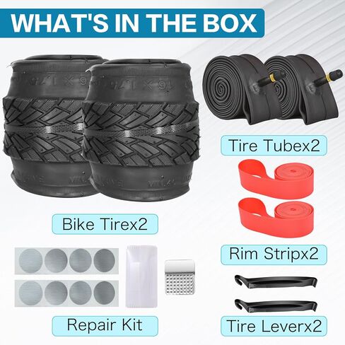 16/20/24/26x1.75 Inch Foldable Bike Tires and Inner Tubes AV 32mm Schrader Valve with Repair Kit, Rim Strip, Tire Levers for MTB, Commuter Hybrid Bicycle in Saudi Arabia