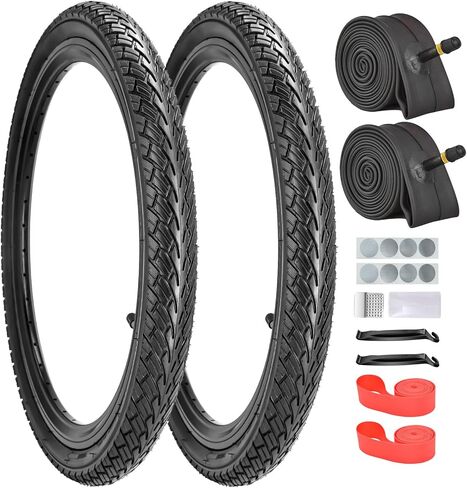 16/20/24/26x1.75 Inch Foldable Bike Tires and Inner Tubes AV 32mm Schrader Valve with Repair Kit, Rim Strip, Tire Levers for MTB, Commuter Hybrid Bicycle in Saudi Arabia