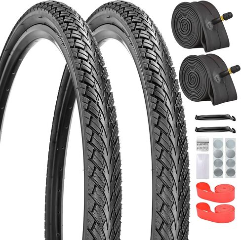 16/20/24/26x1.75 Inch Foldable Bike Tires and Inner Tubes AV 32mm Schrader Valve with Repair Kit, Rim Strip, Tire Levers for MTB, Commuter Hybrid Bicycle in Saudi Arabia