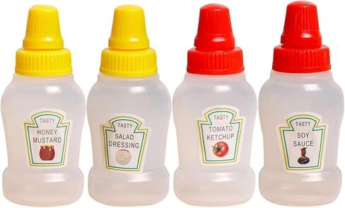 4Pcs Mini Ketchup Bottles, 25ml Refillable Condiment Squeeze Bottle Salad Dressing Tomato Bento Box Mayo Syrup Containers Condiment Squeeze Bottles in Saudi Arabia