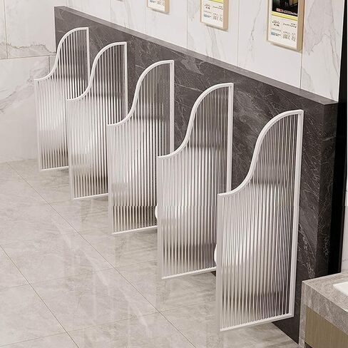 Urinal Screen Toilet Partition Wall-Mounted Bathroom Urinal Privacy Screen Toilet Partition, Stainless Steel Frame Tempered Glass Divider Toilet Partition,for Hotel/Publi-Black-1 Piece in Kuwait