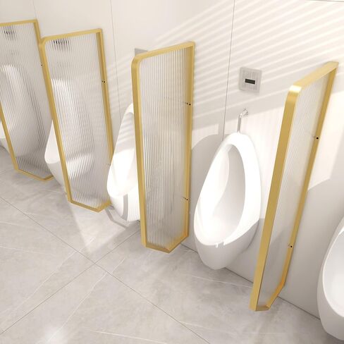 Urinal Screen Toilet Partition, Commercial Public Toilets Urinal Screen Toilet Partition Room Dividers, Stainless Steel Frame and Glass Panel-Black-2Pcs in Kuwait