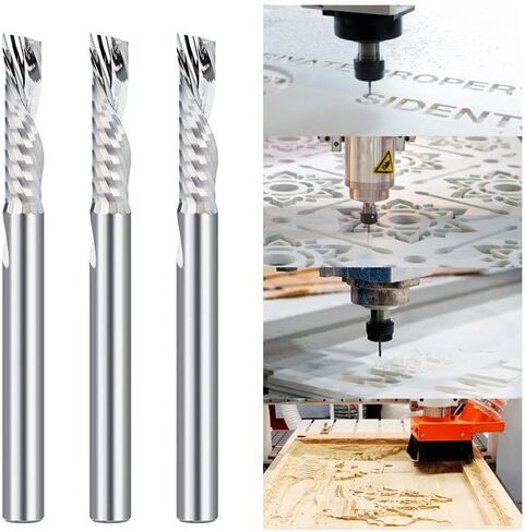 1pcs Solid Carbide Single Flute End Mill Router Bits 1/4 Inch Shank CNC Spiral O Down Cut Bit 1Inch Cutting Length in Saudi Arabia