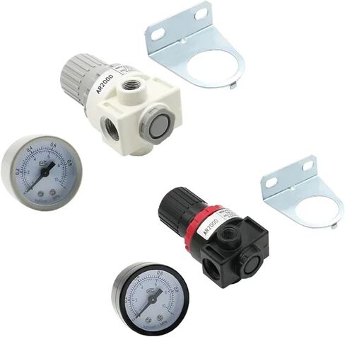 2pcs AR2000 1/4" Thread BSP Pneumatic Air Compressor Pressure Regulator Reduction Valve 4mm 6mm 8mm 10mm 12mm Connector Fittings(AR2000-PC,Fliter w 4mm) in Saudi Arabia