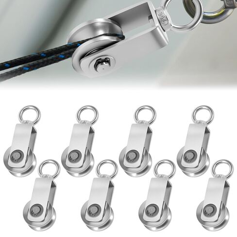 Cable Pulley Wheel for Rope with Ball Bearing, 304 Stainless Steel Lifting Bearing Rope Pulley Smooth No Noise Bearing Inside for Pulley System, Gym Equipment, Clothesline 8 Pack in Kuwait