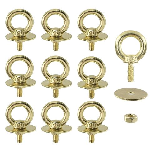 Semetall M4 Eye Bolts with Nuts 10 Pack - 304 Stainless Steel Gold Heavy Duty Shoulder Lifting Ring Threaded Eyebolts in Saudi Arabia