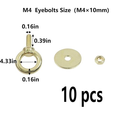 Semetall M4 Eye Bolts with Nuts 10 Pack - 304 Stainless Steel Gold Heavy Duty Shoulder Lifting Ring Threaded Eyebolts in Saudi Arabia