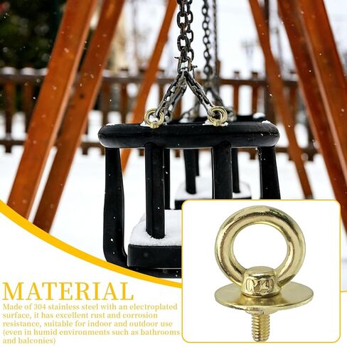 Semetall M4 Eye Bolts with Nuts 10 Pack - 304 Stainless Steel Gold Heavy Duty Shoulder Lifting Ring Threaded Eyebolts in Saudi Arabia