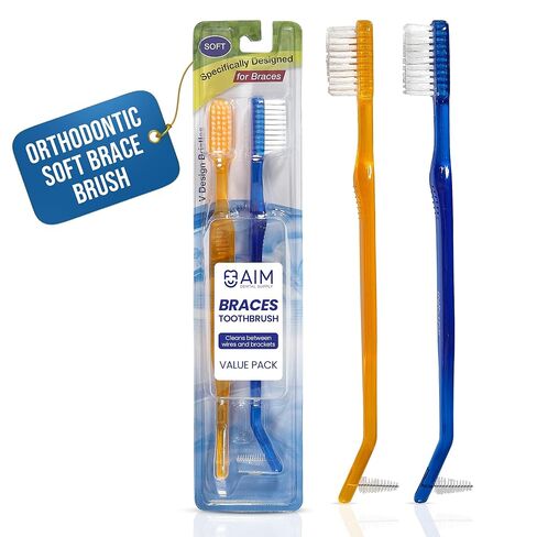 Toothbrush for Braces, Soft Head Braces Toothbrush, V Trimmed Design 2-Pack | Quick Orthodontic Cleaning | Deep Clean Braces at Home (Pack of 2) in Saudi Arabia