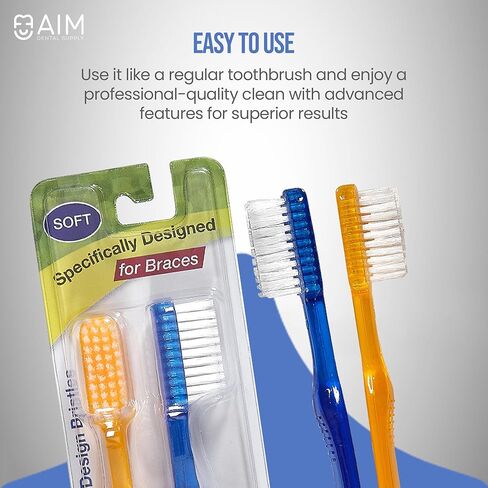 Toothbrush for Braces, Soft Head Braces Toothbrush, V Trimmed Design 2-Pack | Quick Orthodontic Cleaning | Deep Clean Braces at Home (Pack of 2) in Saudi Arabia