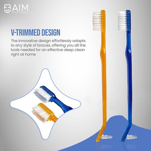 Toothbrush for Braces, Soft Head Braces Toothbrush, V Trimmed Design 2-Pack | Quick Orthodontic Cleaning | Deep Clean Braces at Home (Pack of 2) in Saudi Arabia