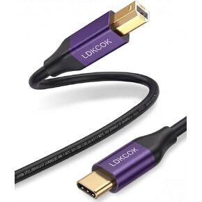 كابل طابعة LDKCOK USB C إلى USB B بطول 3 أقدام، كابل ممتاز مطلي بالذهب من النوع C إلى MIDI مع غلاف من الألومنيوم، سلك USB 2.0 عالي السرعة متوافق مع MacBook Pro وHP وEpson وYamaha Piano وDJ Controller in Kuwait