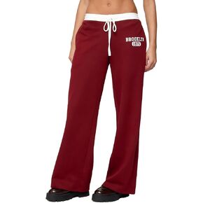 Women Low Rise Baggy Sweatpants Y2k Number Graphic Wide Leg Drawstring Loose Joggers Athletic Straight Lounge Pants in Saudi Arabia