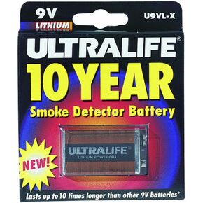 Ultralife U9VLJPXC بطارية ليثيوم، 9 فولت، للكشف عن الدخان/أول أكسيد الكربون - قطعة واحدة من بطاقة البيع بالتجزئة in Kuwait