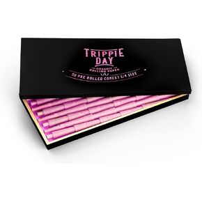 مخاريط Trippie Day Pink مقاس 1/4 ملفوفة مسبقًا في صندوق صديق للبيئة | نباتي وغير معدّل وراثيًا | تتضمن 10 أعواد تعبئة | وردي 84 ملم in Kuwait
