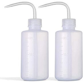 2 Pcs Wash Bottle, 250ml 8oz Squeeze Bottle, Plastic Plant Watering Tool with Scale Marks, Succulent Cleaning Washing, Narrow Mouth Lab Laboratory Dispensing Container (White) in Kuwait