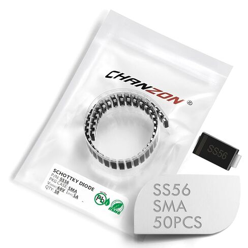 (Pack of 50 Pieces) Chanzon SS56 SMD Schottky Barrier Rectifier Diodes 5A 60V SMA (DO-214AC) 5 Amp 60 Volt in Saudi Arabia