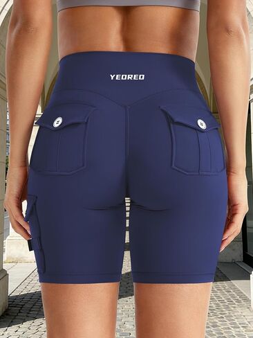 CoreFlex Women Workout Biker Shorts with Cargo Pockets Hidden Scrunch High Waisted 8" Inseam Gym Shorts in Saudi Arabia